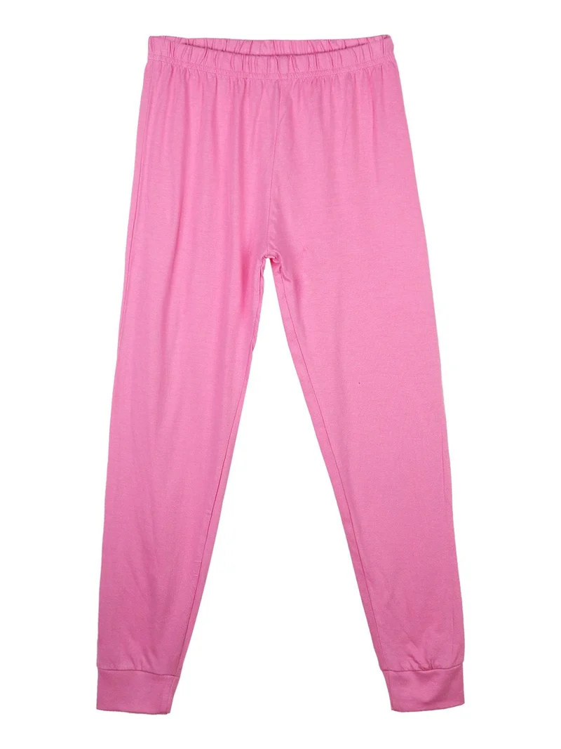 Pigiama lungo in cotone 2 pezzi - fucsia
