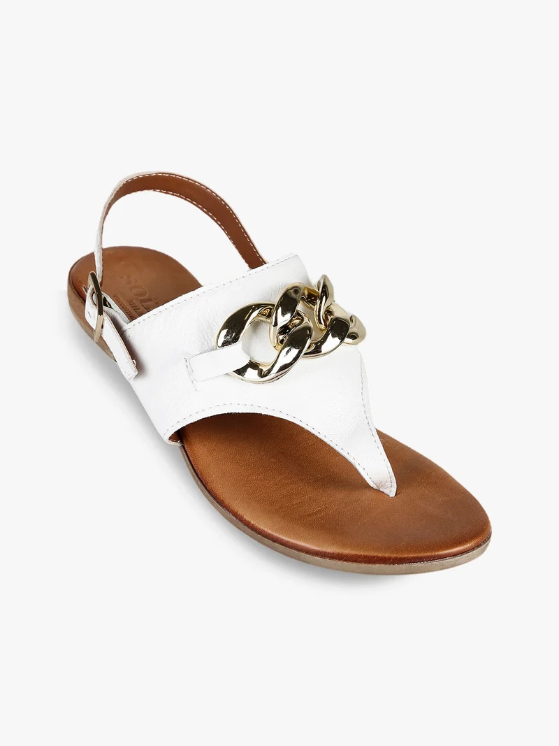 Sandali in pelle infradito da donna - bianco