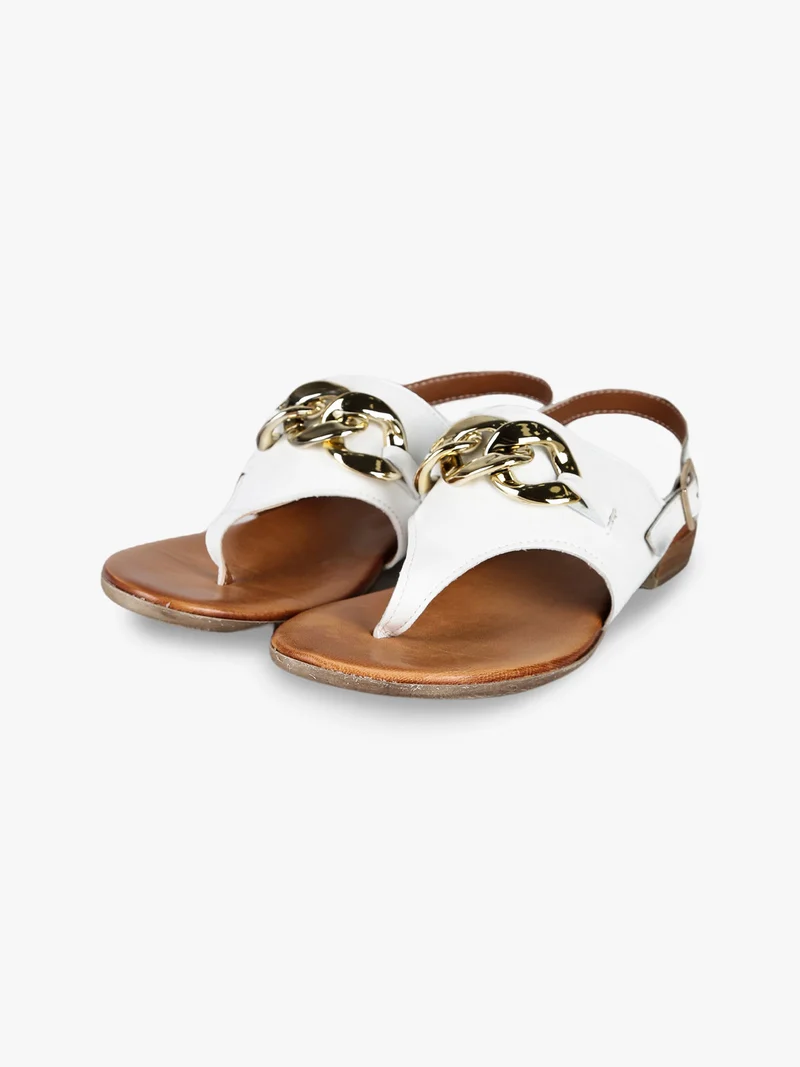 Sandali in pelle infradito da donna - bianco
