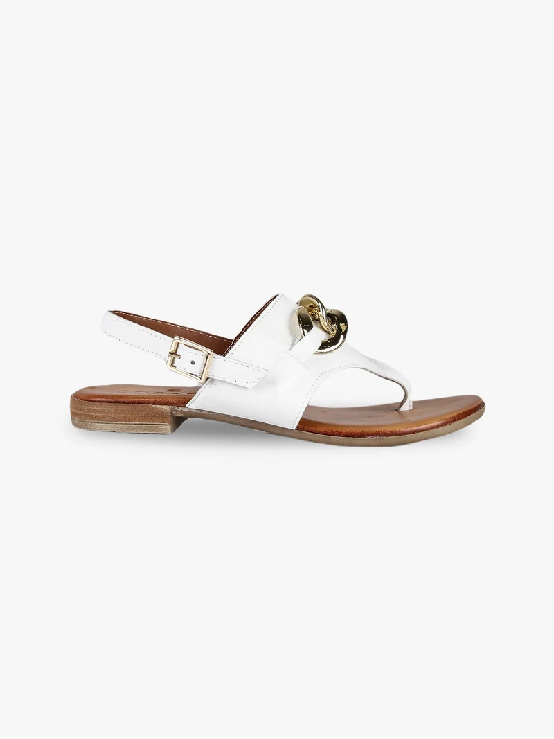 Sandali in pelle infradito da donna - bianco