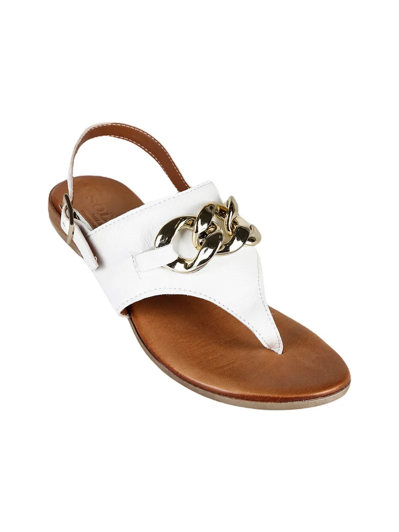 Sandali in pelle infradito da donna - bianco