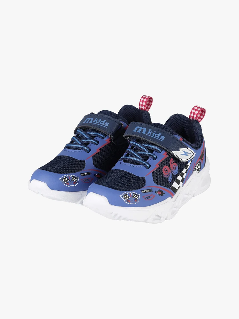 Sneakers da bambino con luci e cinturino a strappo - blu