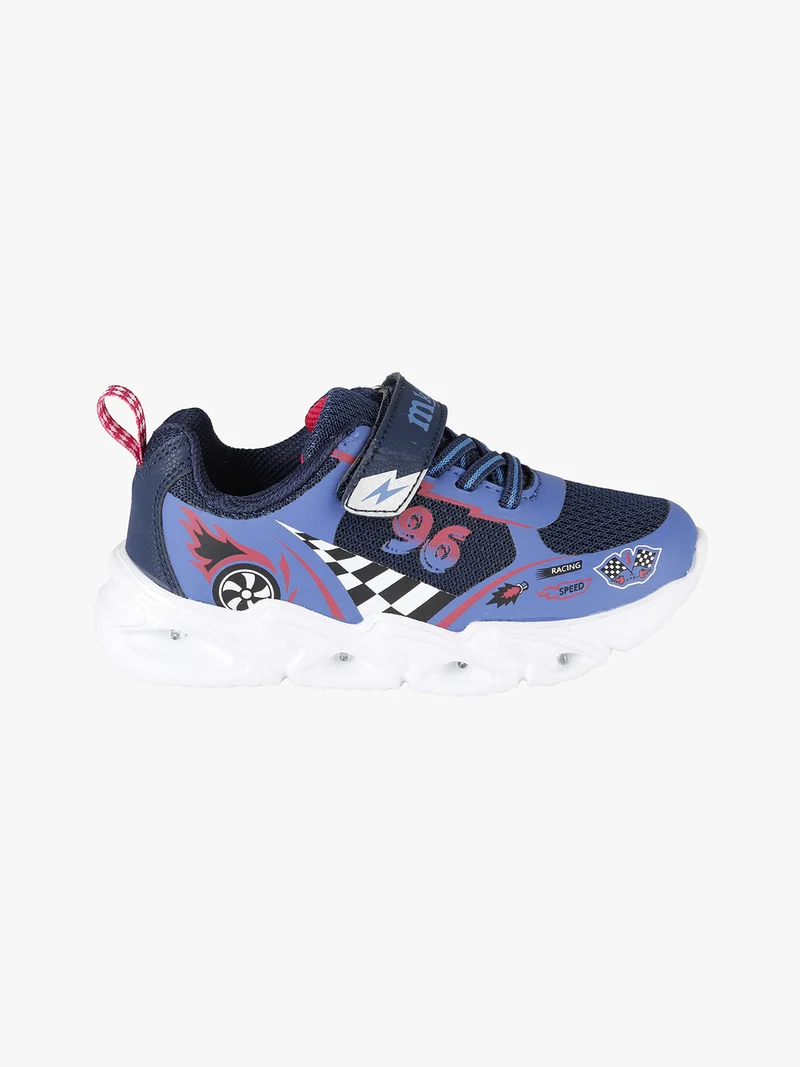 Sneakers da bambino con luci e cinturino a strappo - blu