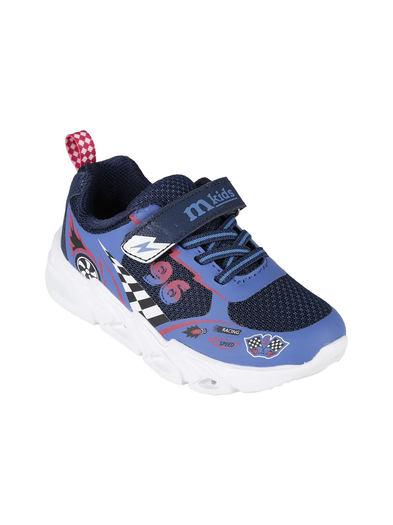Sneakers da bambino con luci e cinturino a strappo - blu