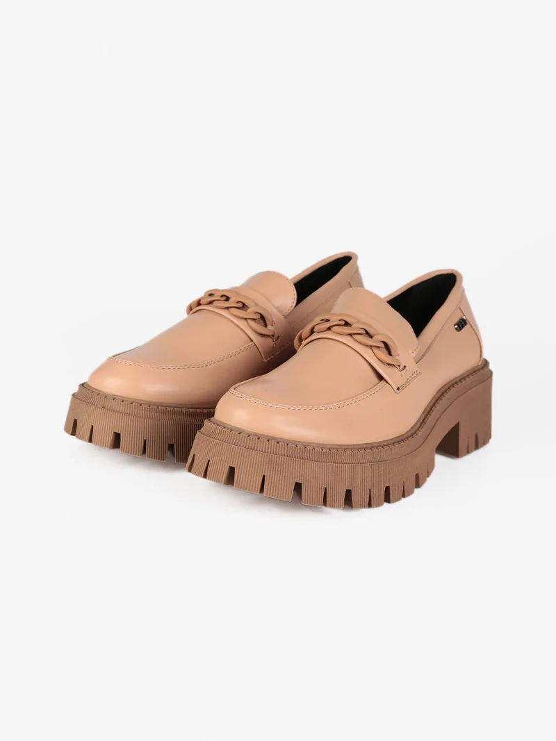 Mocassino da donna con tacco - cammello