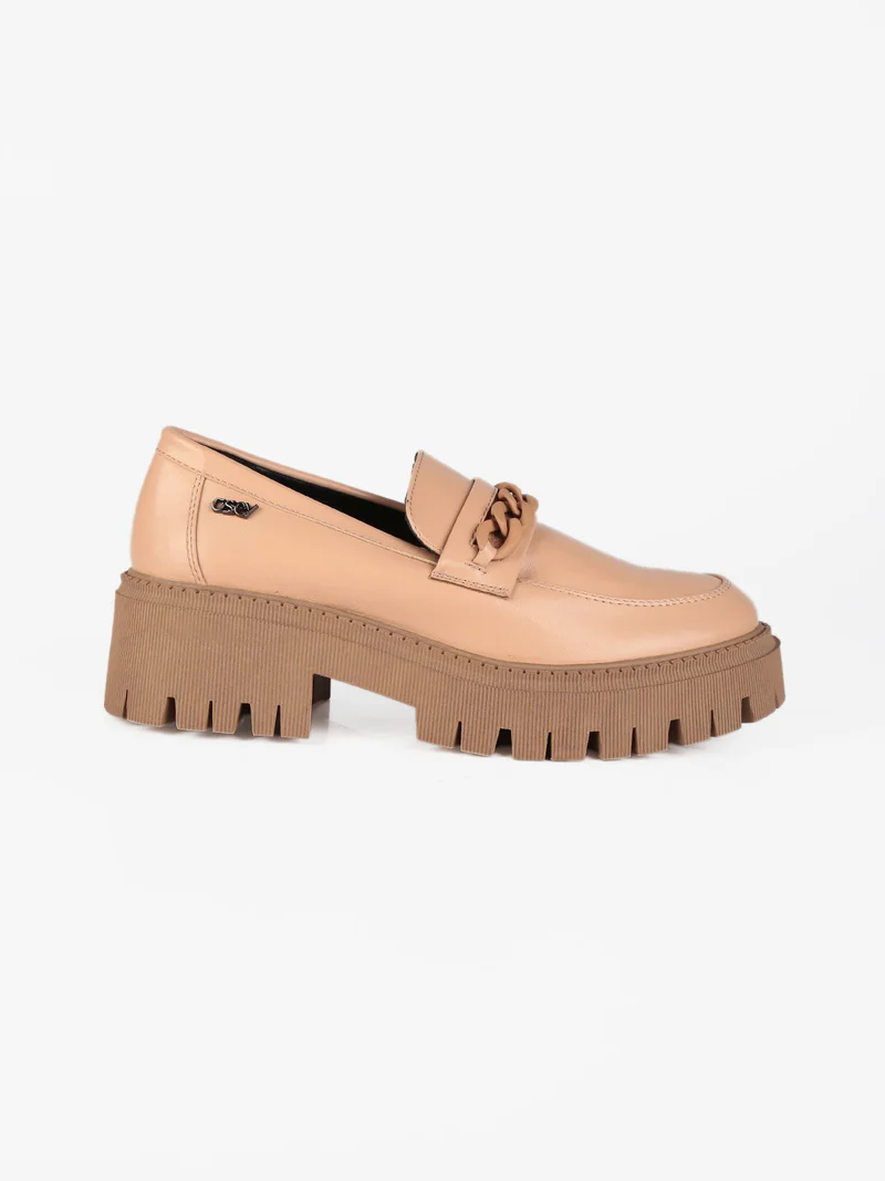 Mocassino da donna con tacco - cammello