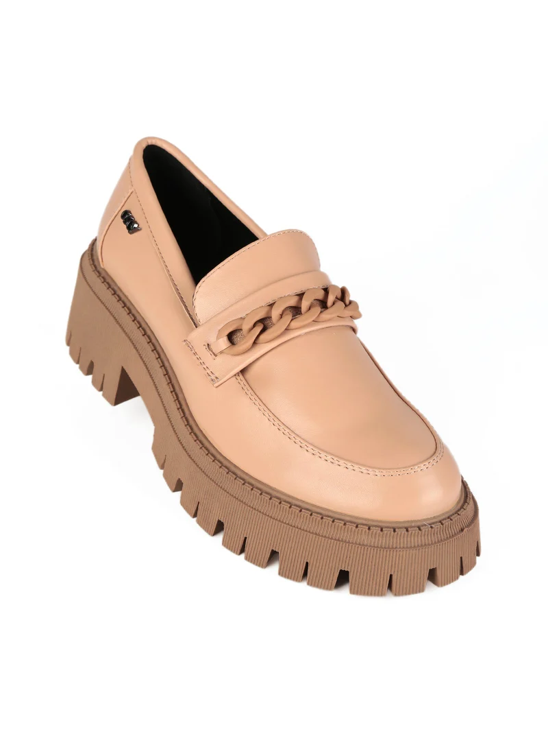 Mocassino da donna con tacco - cammello