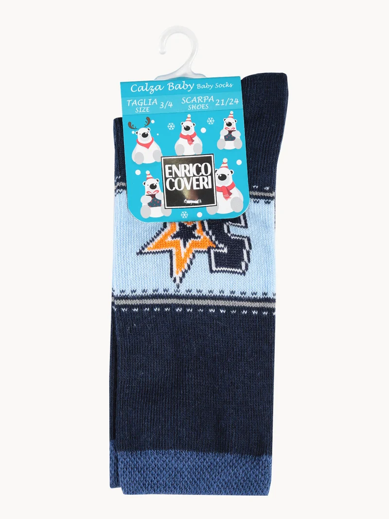 Calze lunghe da bimbo in caldo cotone - azzurro