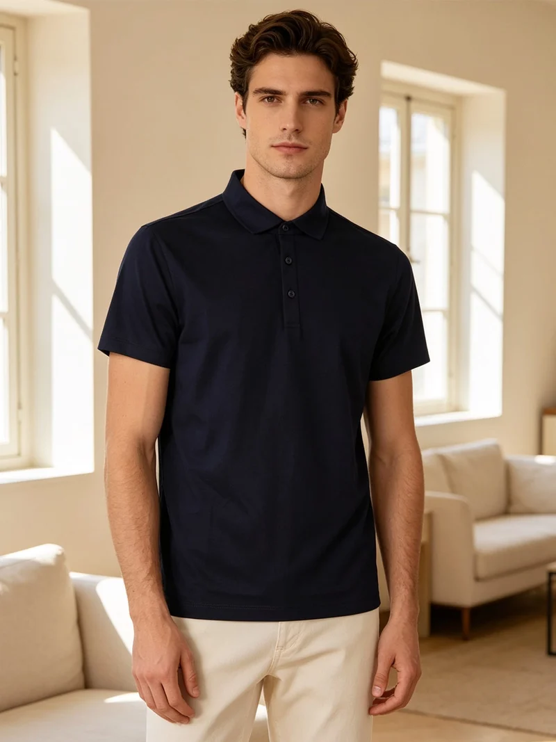 Polo da uomo a maniche corte - blu scuro