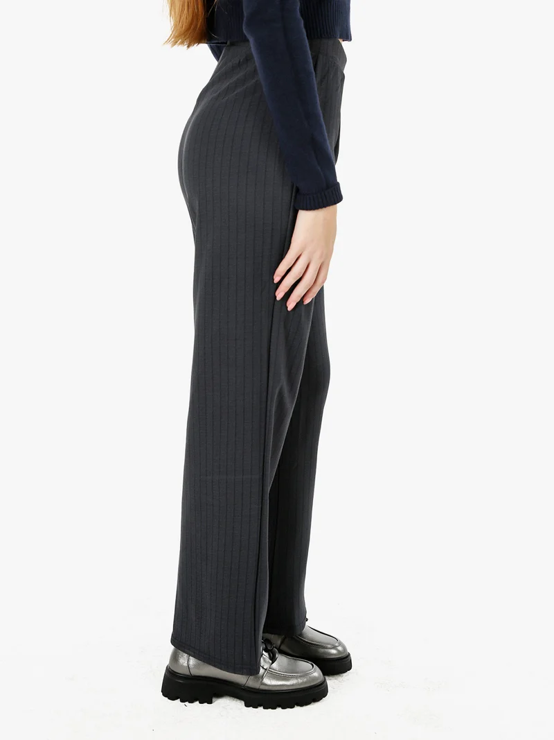 Pantaloni donna morbidi a gamba larga - nero