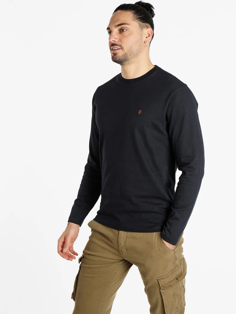 T-shirt girocollo da uomo maniche lunghe - blu scuro