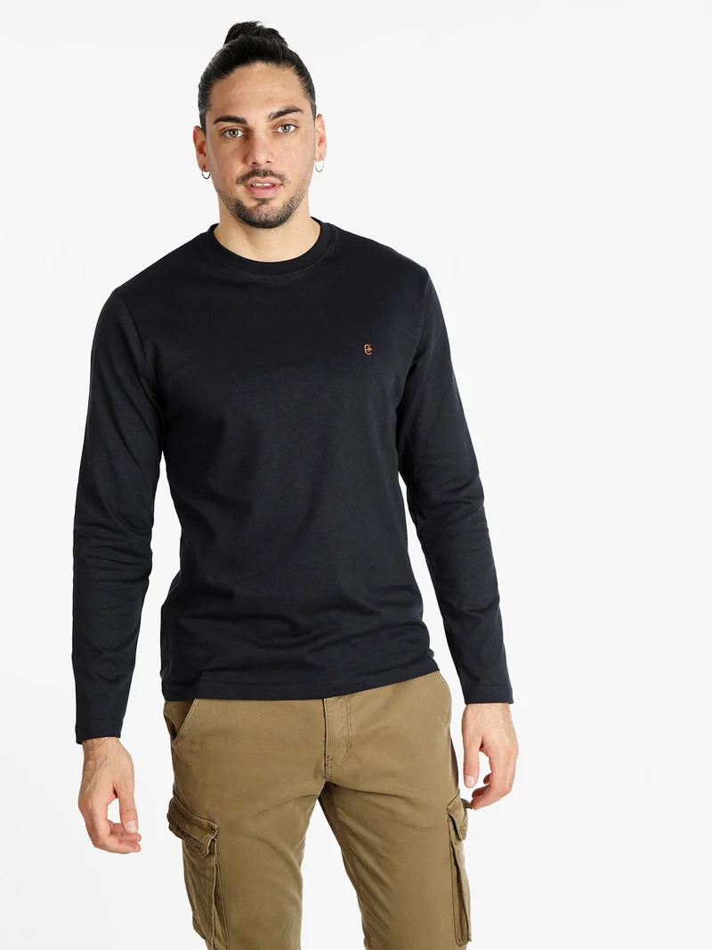 T-shirt girocollo da uomo maniche lunghe - blu scuro