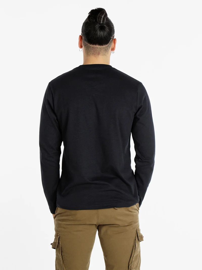 T-shirt girocollo da uomo maniche lunghe - blu scuro