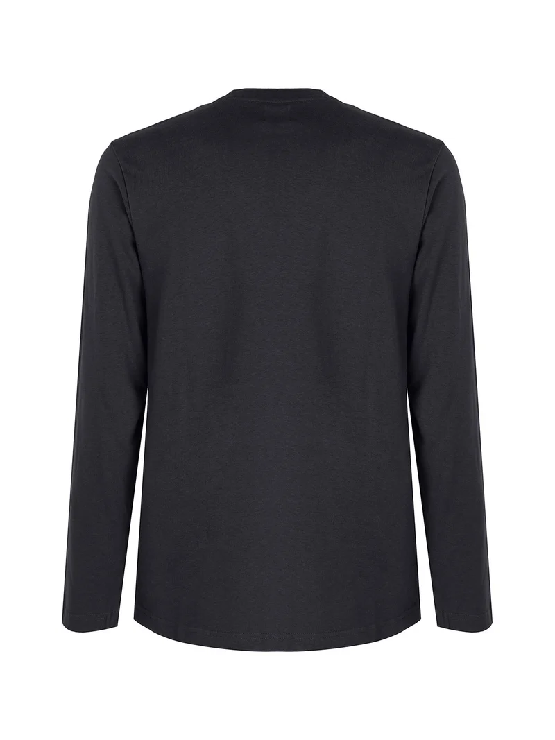 T-shirt girocollo da uomo maniche lunghe - blu scuro