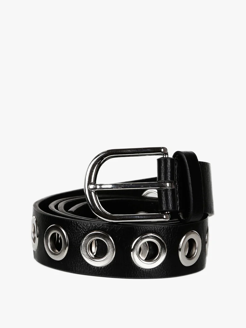 Cintura donna con occhielli in metallo - nero