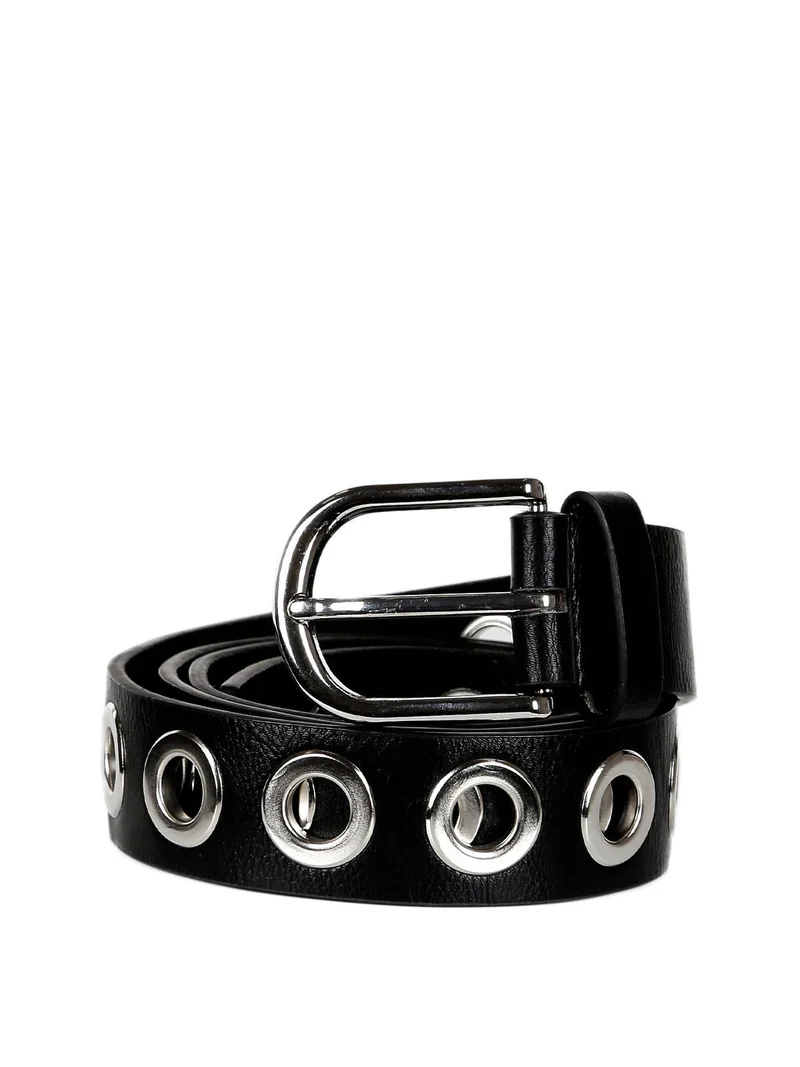 Cintura donna con occhielli in metallo - nero