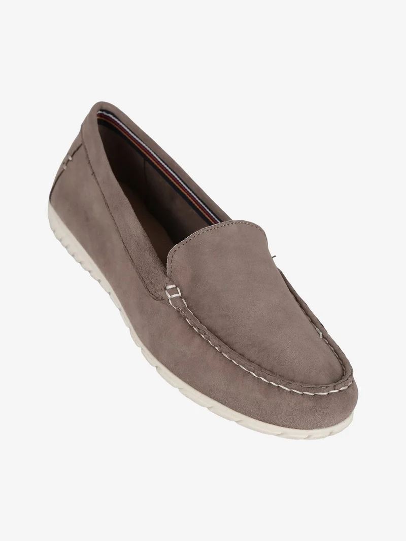 Mocassini in vera pelle scamosciata donna - taupe