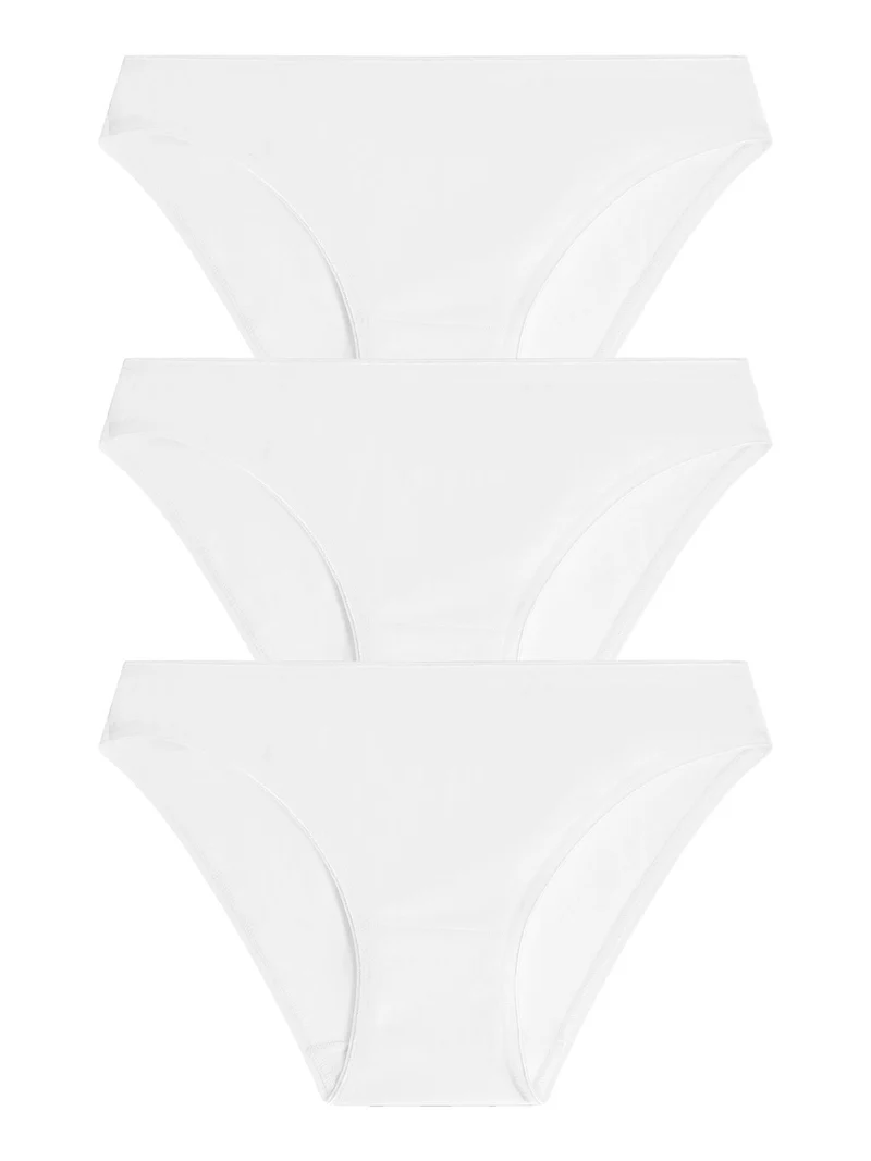 Confezione da 3 mini slip da donna in cotone bielastico - bianco