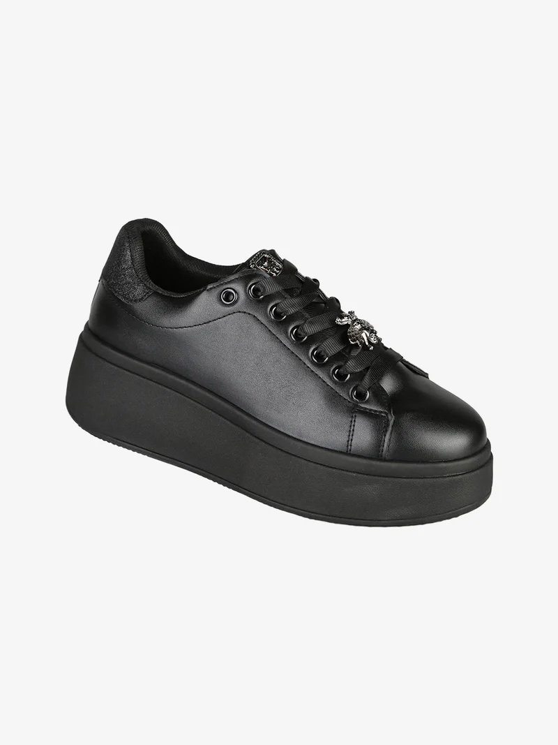 Sneakers donna con platform - nero