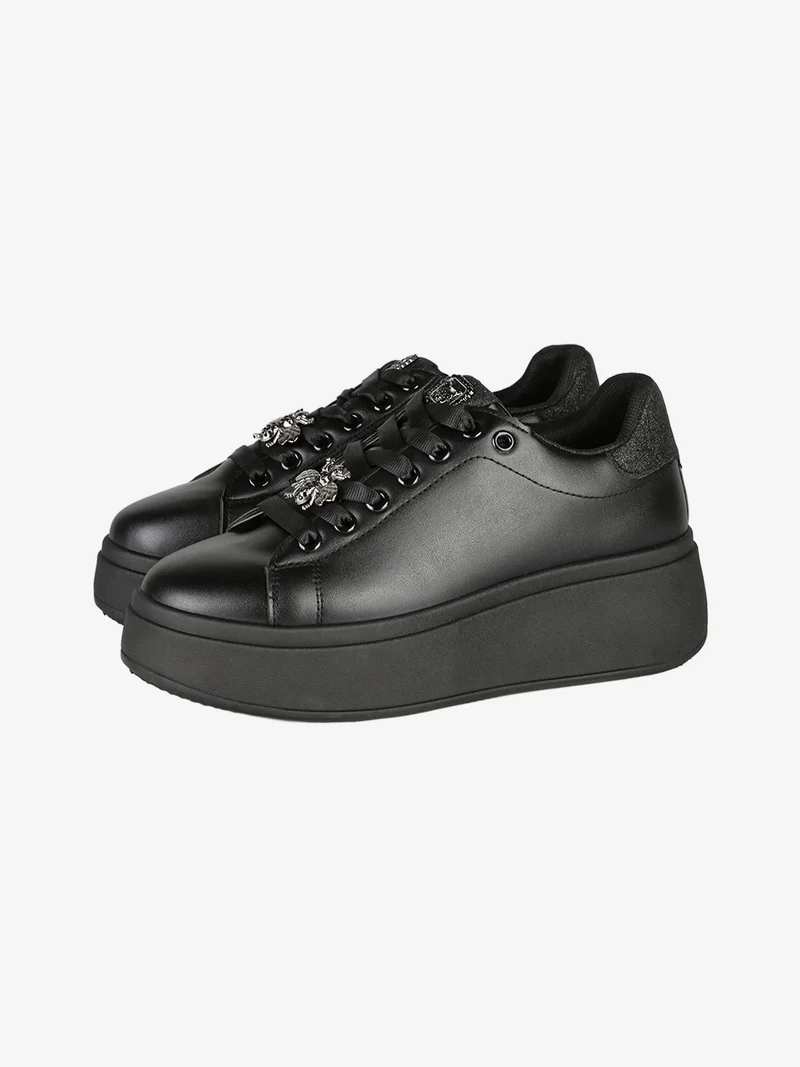 Sneakers donna con platform - nero