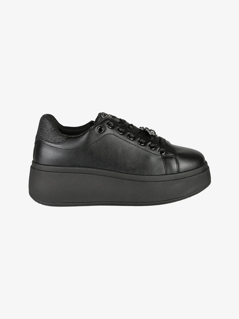 Sneakers donna con platform - nero