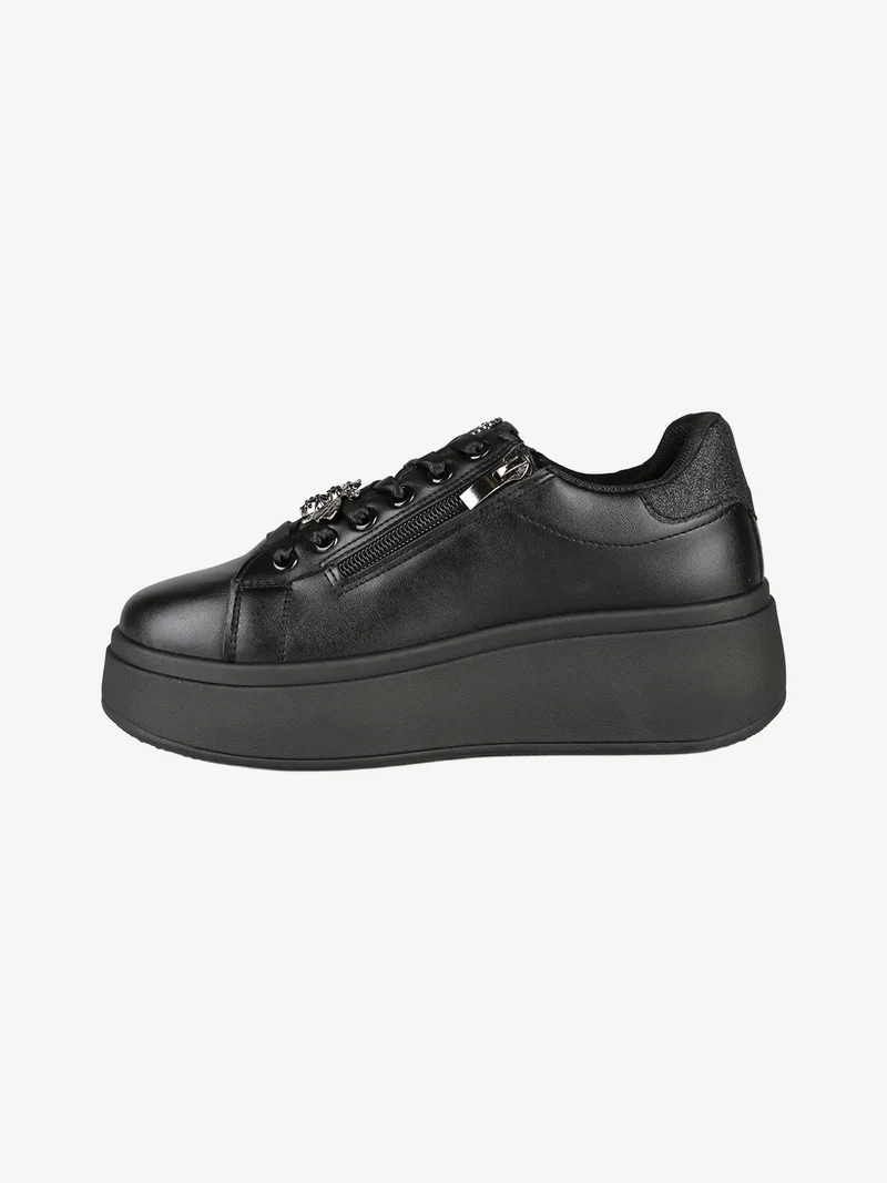 Sneakers donna con platform - nero
