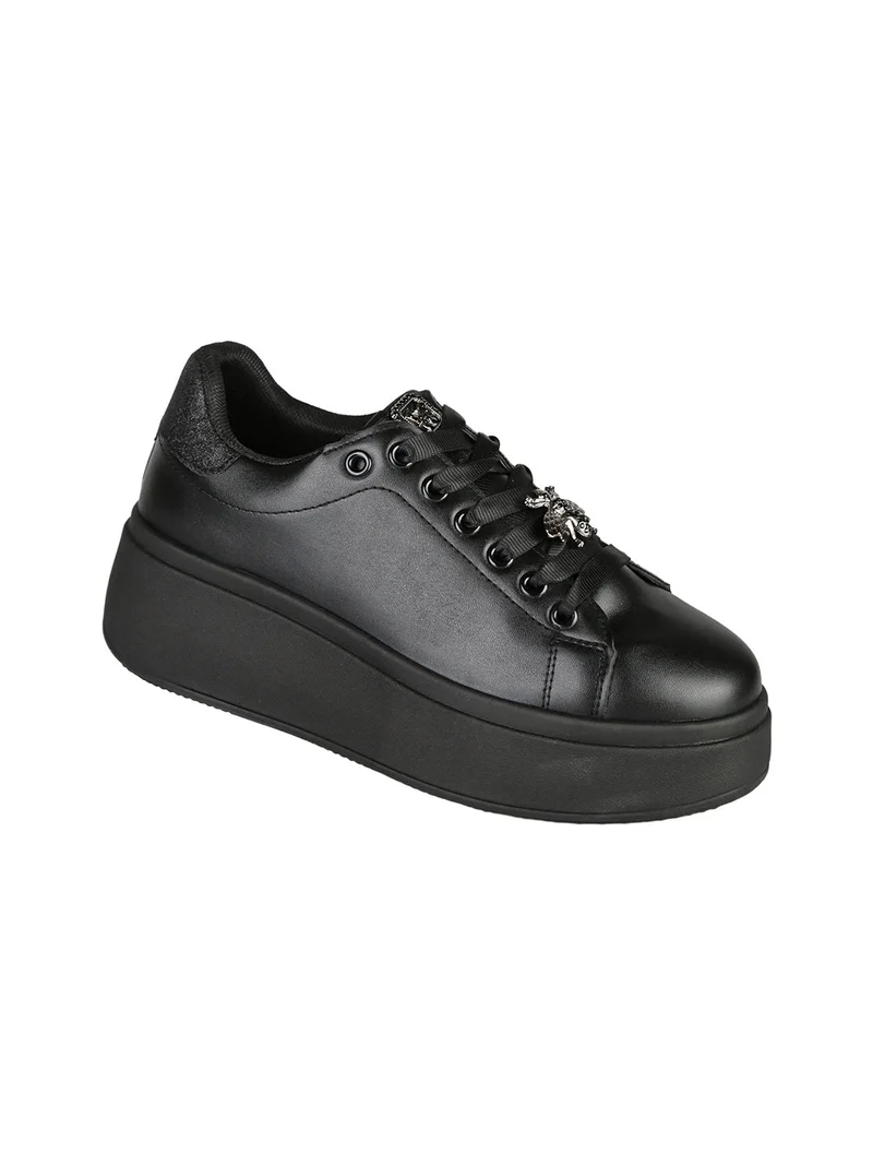 Sneakers donna con platform - nero