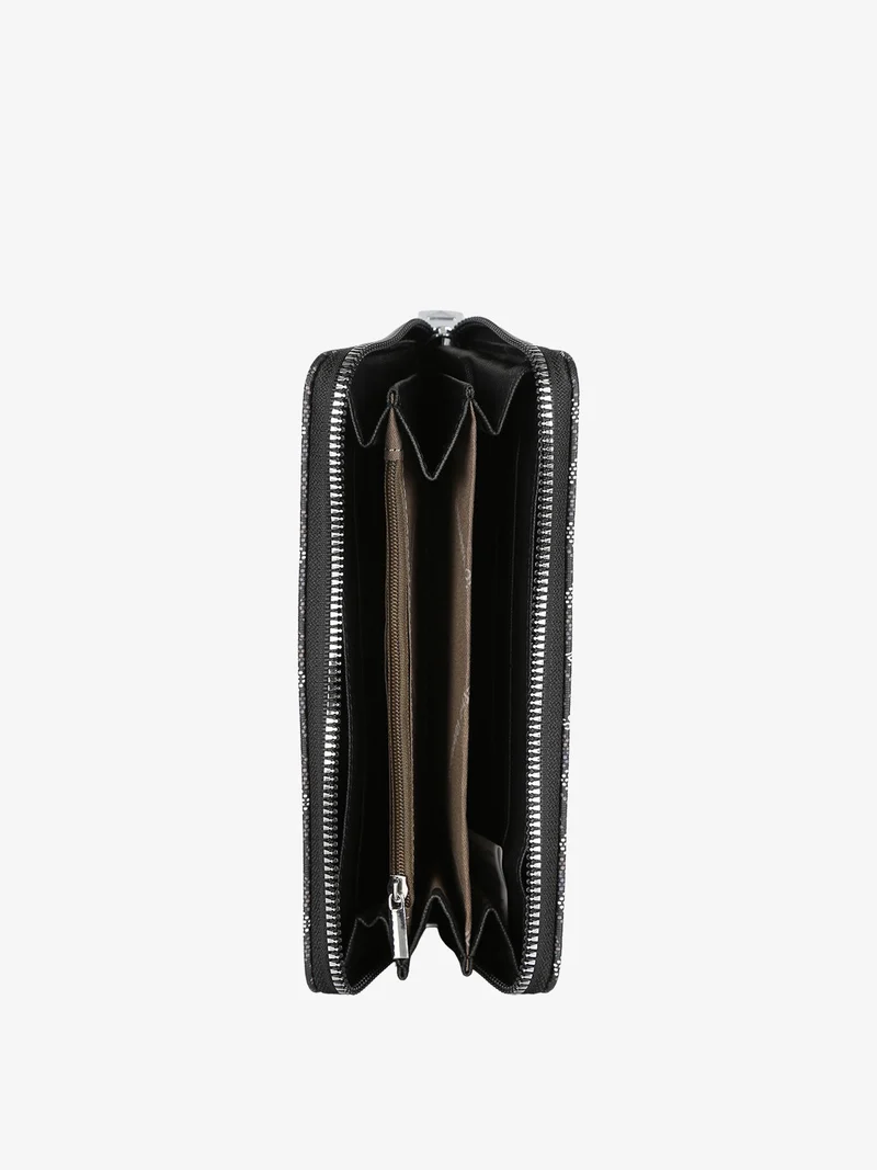 Portafoglio rettangolare da donna con stampe - nero