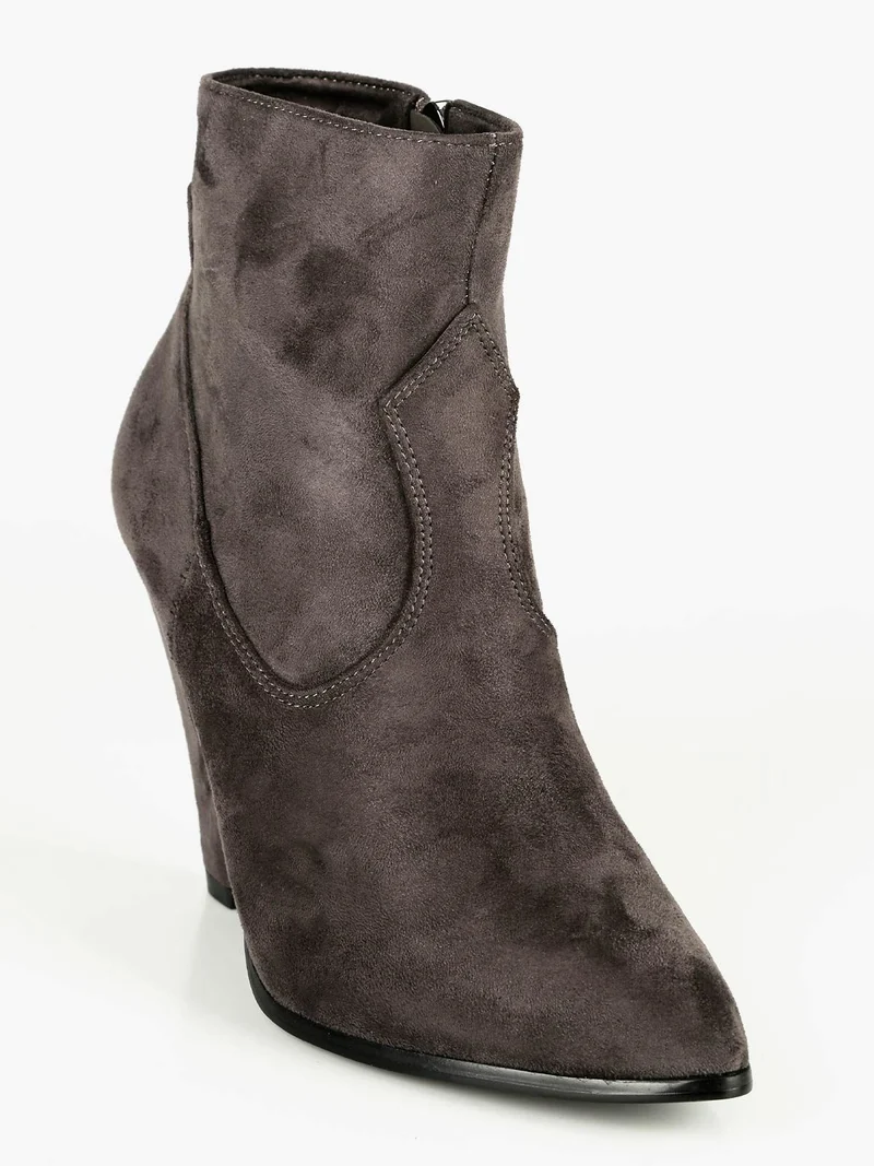 Tronchetti donna scamosciati con tacco - grigio