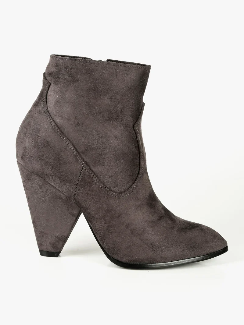 Tronchetti donna scamosciati con tacco - grigio