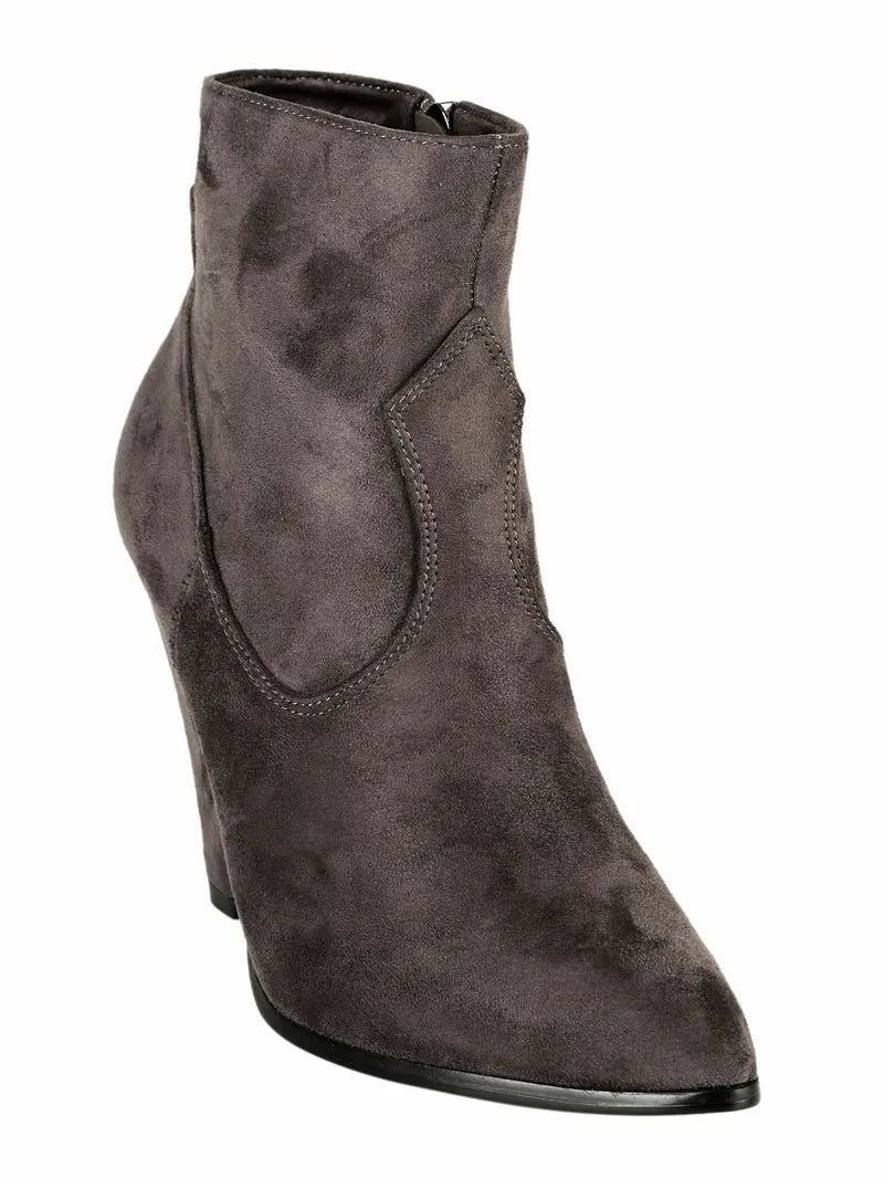 Tronchetti donna scamosciati con tacco - grigio