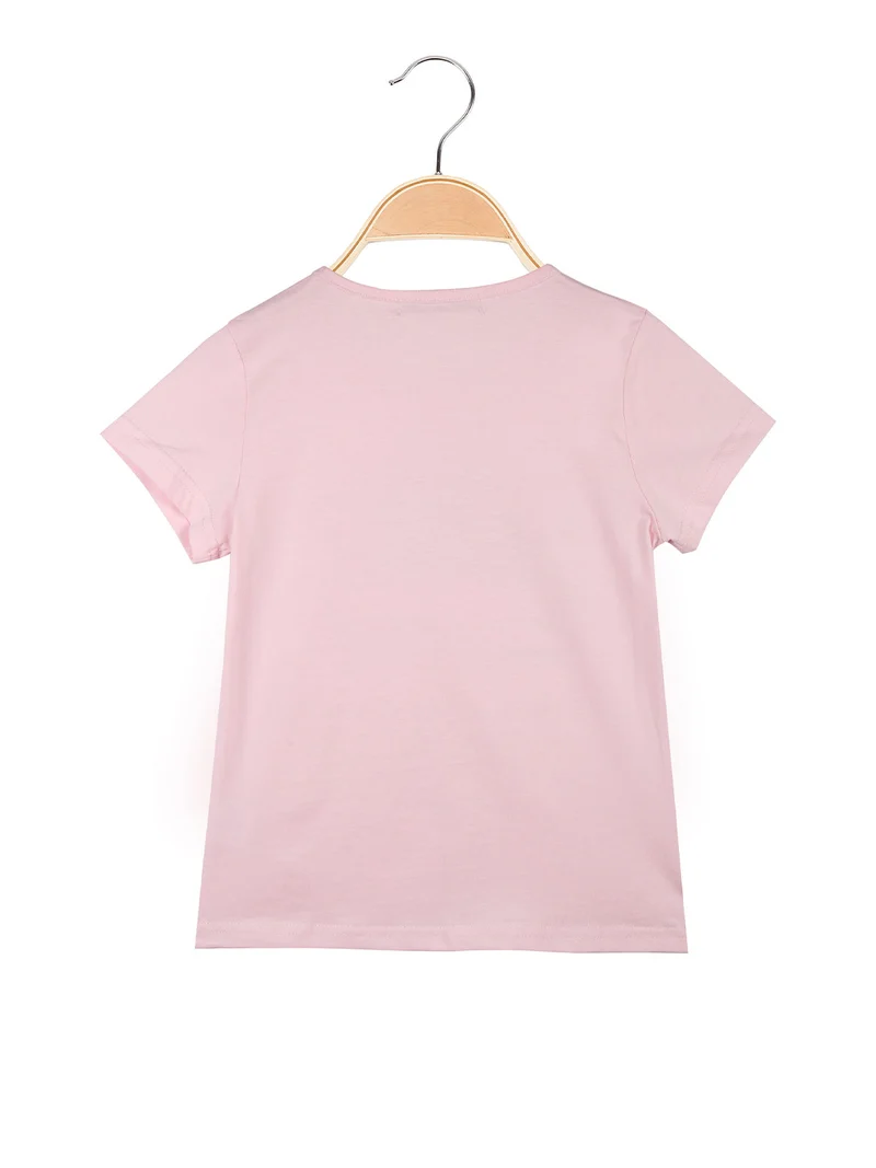T-shirt da bambina in cotone con stampa cuori - rosa