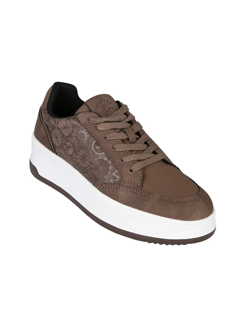 Sneakers donna stringate con platform - moro