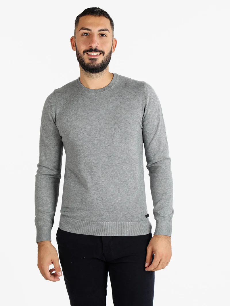Pullover girocollo da uomo - grigio