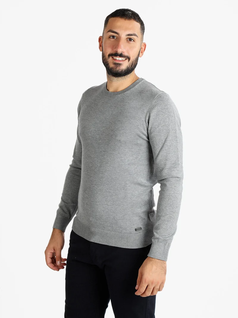 Pullover girocollo da uomo - grigio