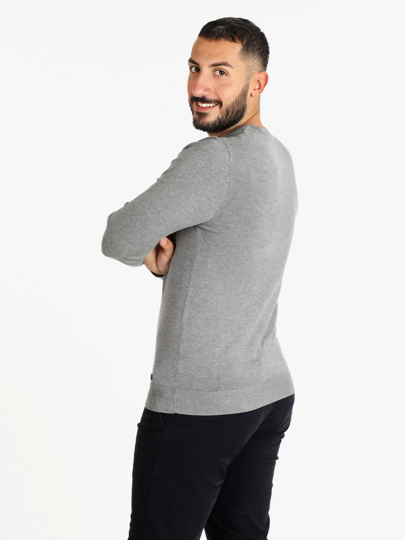 Pullover girocollo da uomo - grigio
