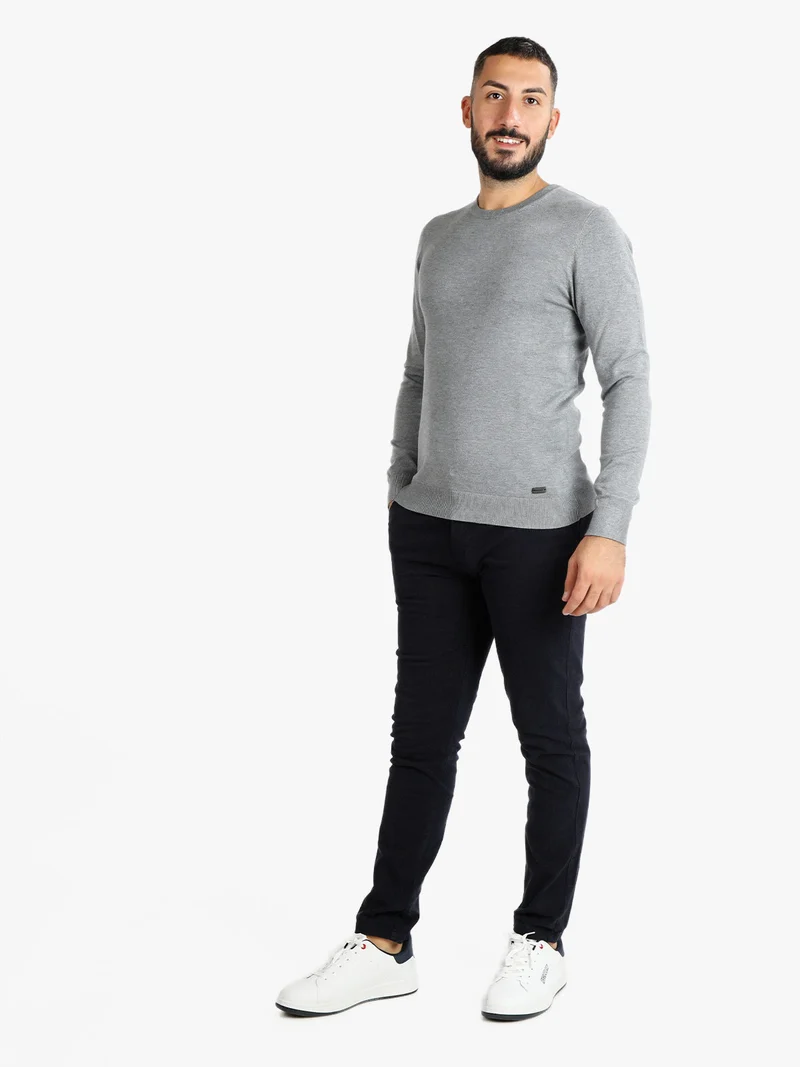 Pullover girocollo da uomo - grigio