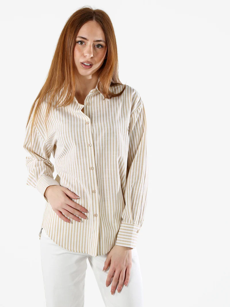 Camicia donna oversize a righe - giallo