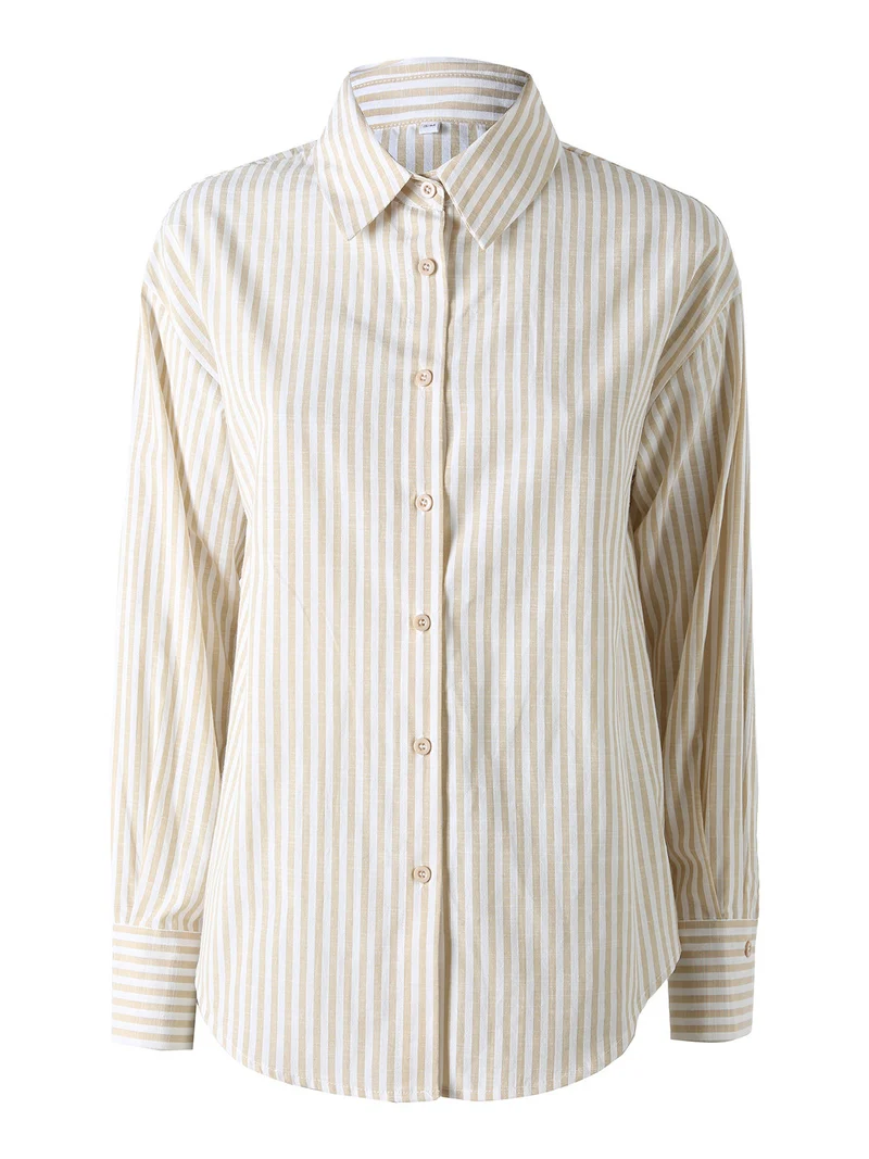 Camicia donna oversize a righe - giallo
