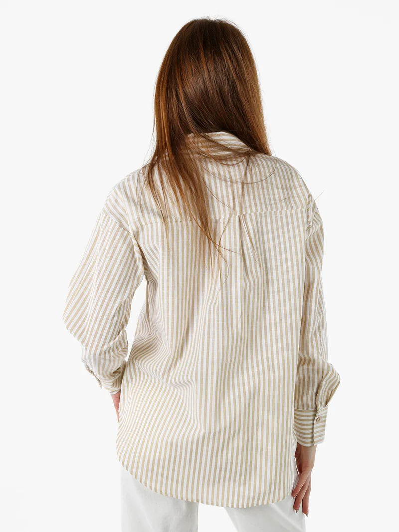 Camicia donna oversize a righe - giallo
