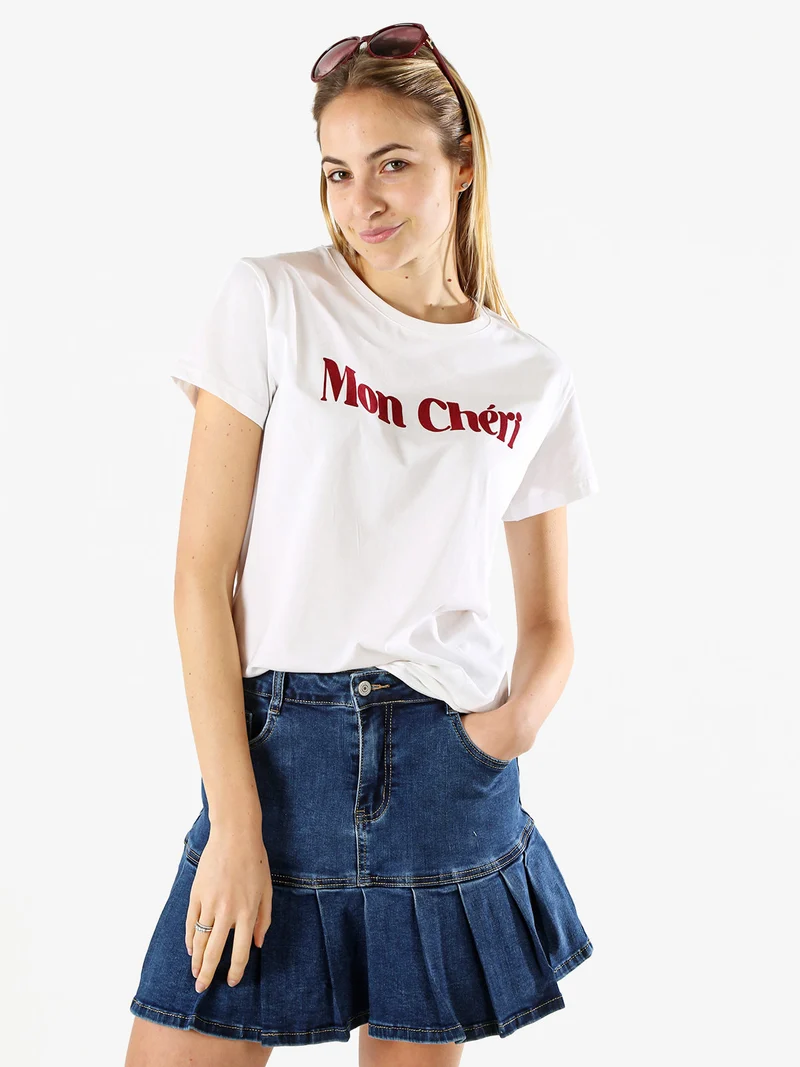 T-shirt donna in cotone con stampa - bianco