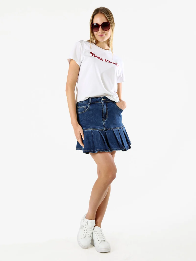 T-shirt donna in cotone con stampa - bianco