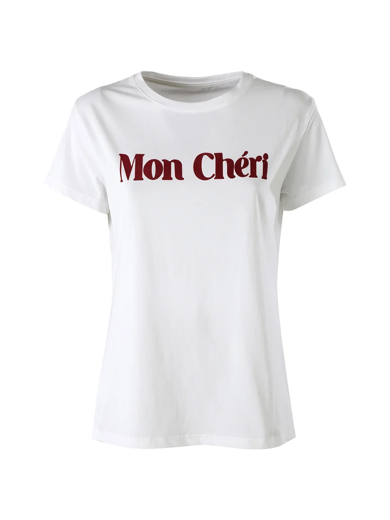 T-shirt donna in cotone con stampa - bianco