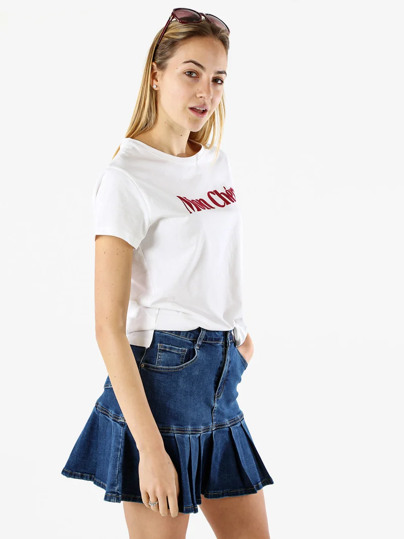 T-shirt donna in cotone con stampa - bianco