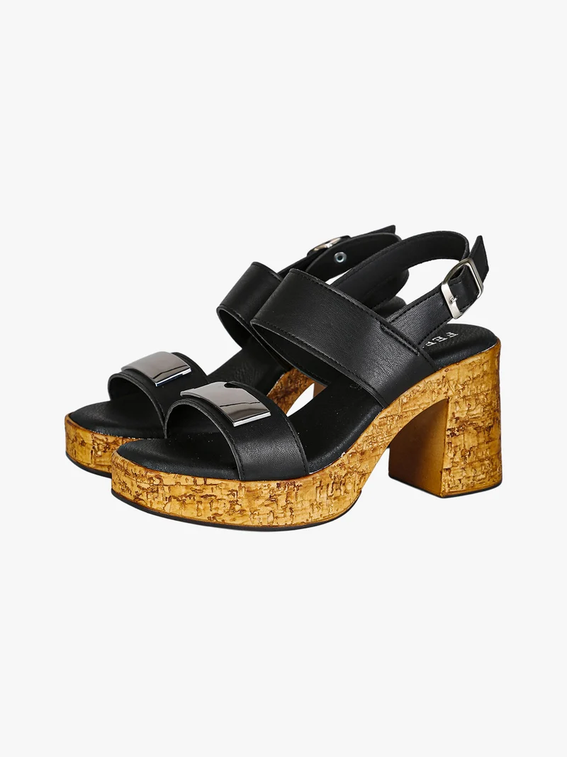 Sandali donna con tacco largo e plateau - nero