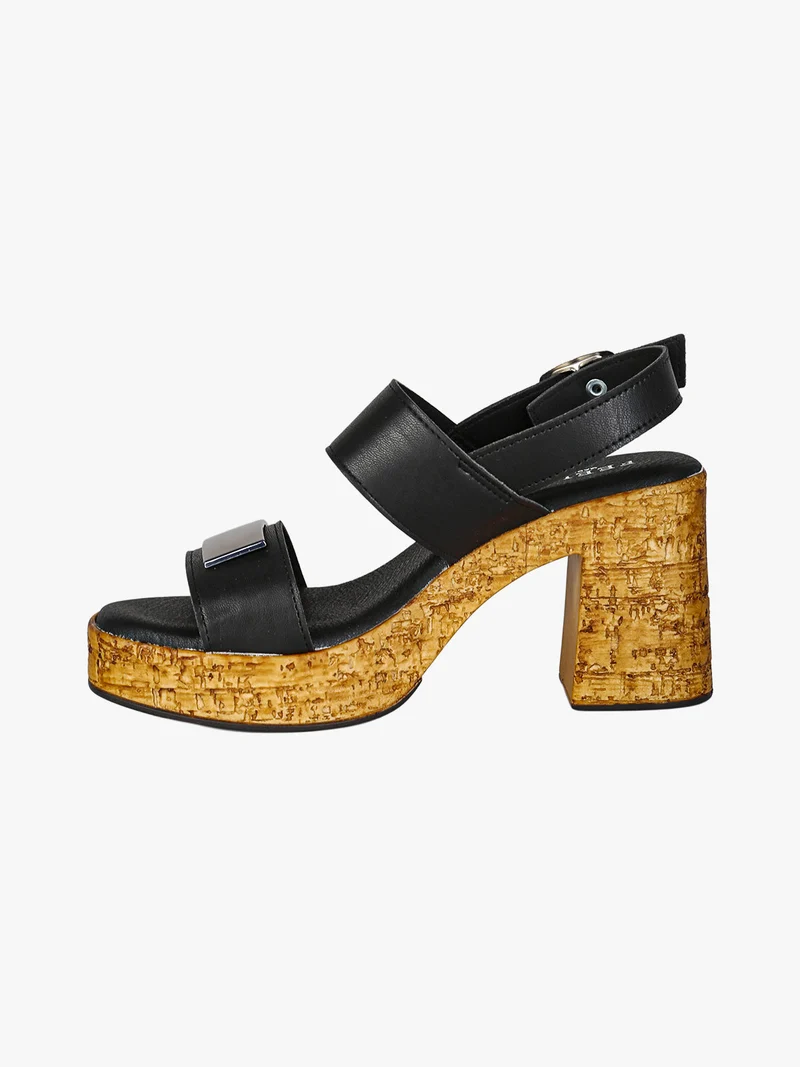 Sandali donna con tacco largo e plateau - nero