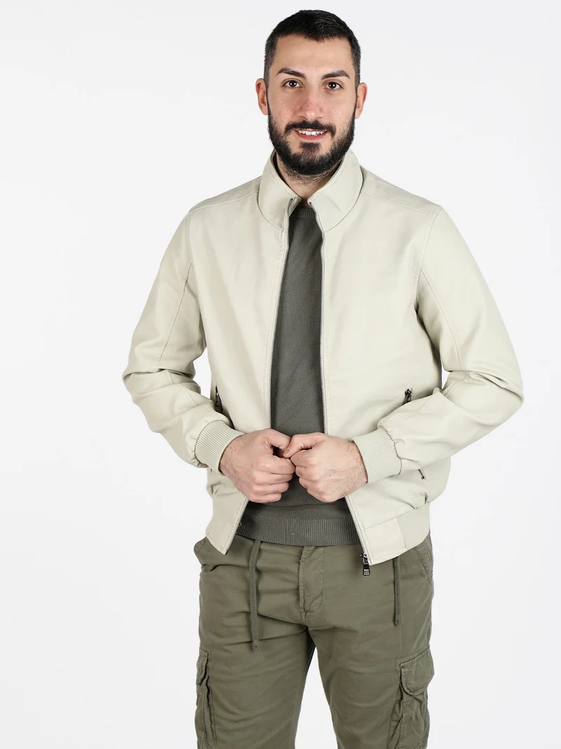 Giacca da uomo in ecopelle - beige