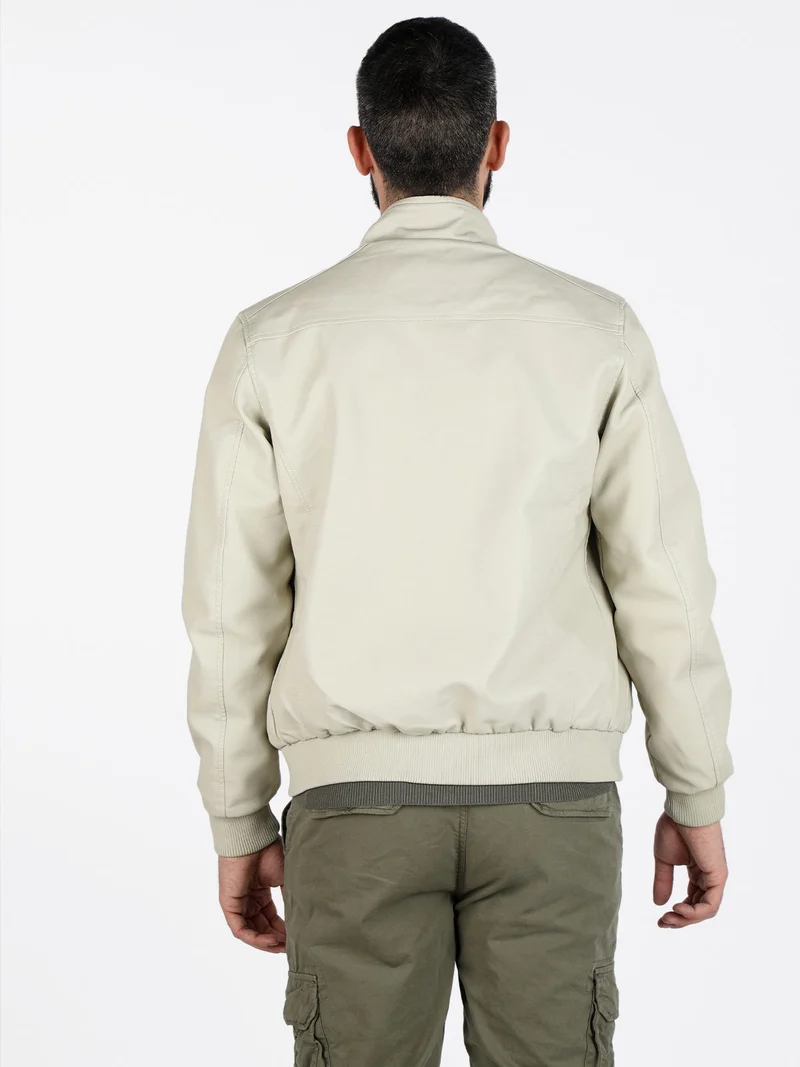 Giacca da uomo in ecopelle - beige