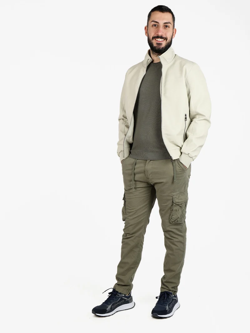Giacca da uomo in ecopelle - beige