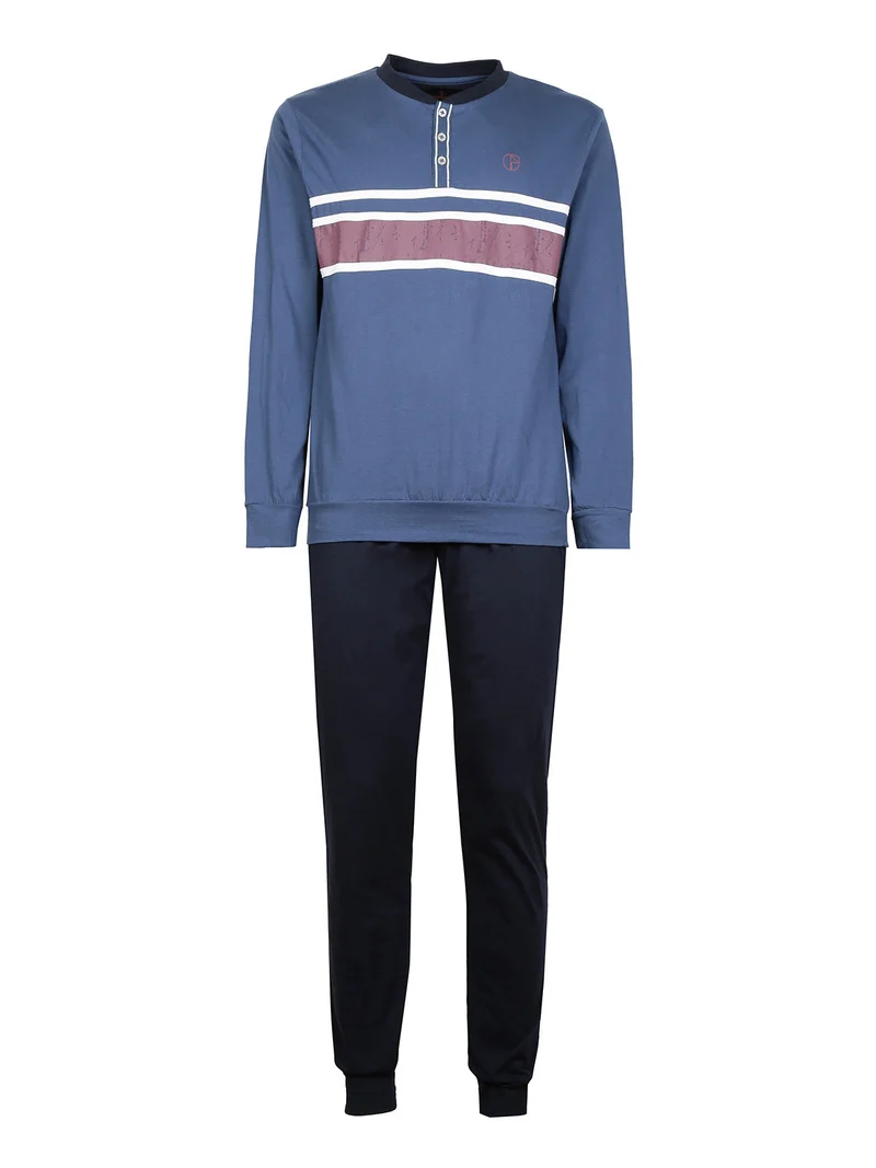 Pigiama lungo uomo in cotone - blu